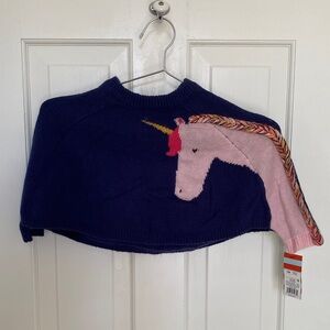 Cat & Jack Unicorn Knit Poncho - Navy and Pink